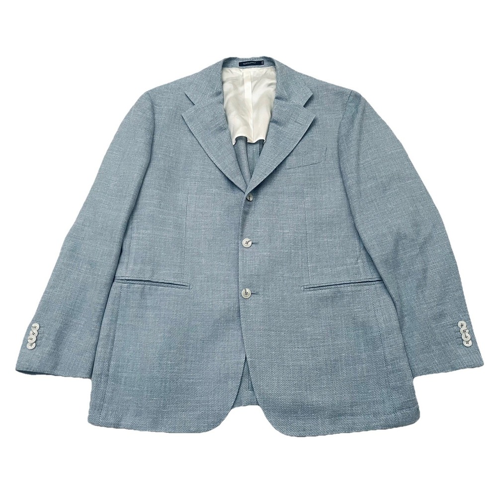 SUITSUPPLY Tailored Fit Havana Blazer Size 58 R Blue Wool Silk Linen Cashmere
